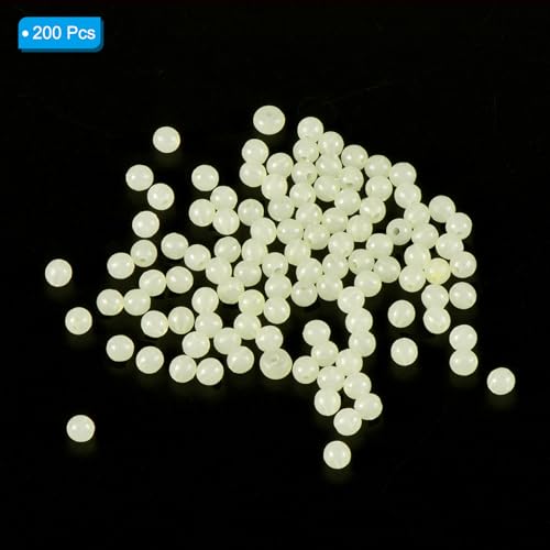 PATIKIL Glow Fishing Beads Plastic Round Rubber Luminous Fishing Bait Eggs Rig Bead Tackle Lures Accessories with Box - color: White, size: 3mm