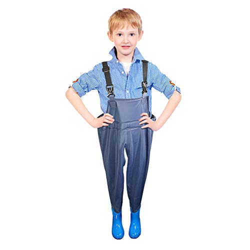 Luwint Kids Chest Waders 12-15 Years, Youth Fishing Waders with Boots Children Hunting Wader Waterproof Lightweight Bootfoot for Boys Girls
