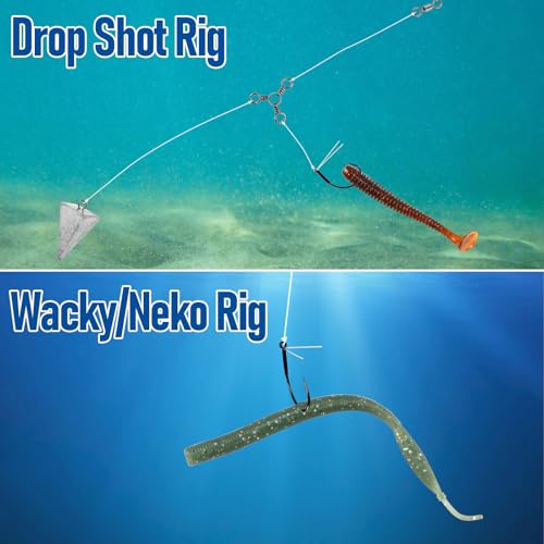 Dr.Fish 30 Pack Weedless Drop Shot Hooks Wide Gap Wacky Hook Bass Fishing Hook Freshwater for Neko Rig Punch Shot Flipping - size: #2-30 Pack