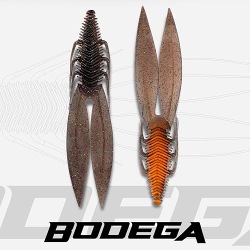 6th Sense – Bodega – Soft Plastic Creature Bait – Bass Fishing – Twin Ridge Tail Action – Multiple Sizes – Made in the USA - color: Junebug Red, size: 4.8in (6/pk)