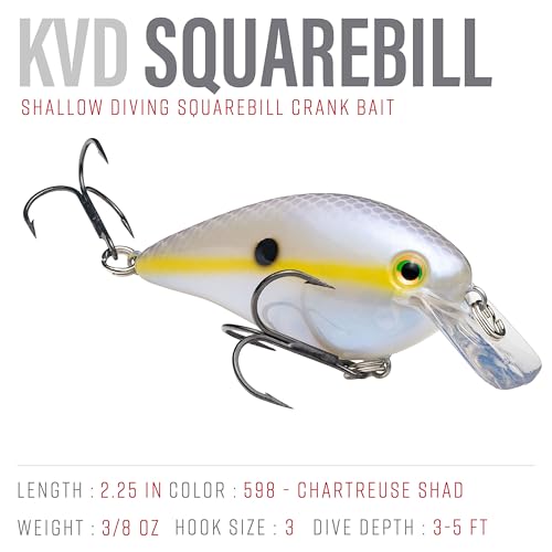 Strike King KVD 1.5 Hard Knock Fishing Lure, 3/8 oz, 3D Lifelike Eyes - color: 598 - Chartreuse Shad, size: 1.5-Ounce