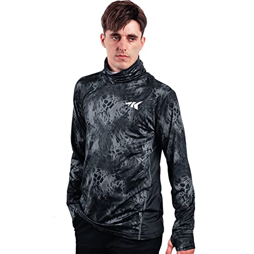 KastKing Men's Hoodie Shirt UPF 50 Long Sleeve Fishing Shirt UV Protection Shirt - color: M:blackout With Neck Gaiter, size: 3X-Large
