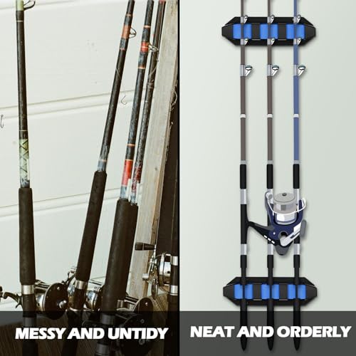 Sratte 4 Pcs Rod Holders for Fishing Boat Wall Mount Fishing Pole Holders Horizontal EVA Foam Garage Rod Rack Summer Boat Accessories for Men Gifts - color: Blue, size: 7.8 Inch