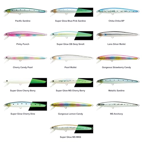 LUCKY CRAFT FlashMinnow 130MRS Saltwater Fishing Lures, Jerkbait for Halibut and Bass Fish, Slow Sinking 2-4ft, Surf Fishing Gear and Tackle Box Accessories - color: 621 Super Glow Blue-Pink Sardine