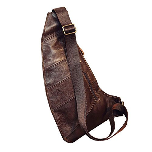 Hebetag Leather Sling Bag Crossbody Backpack for Men Women Travel Outdoor Camping - color: #01coffee