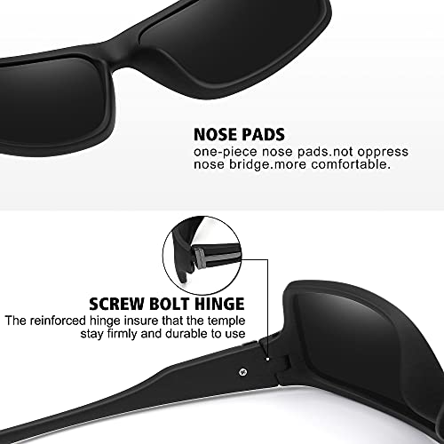 STORYCOAST Polarized Sports Sunglasses for Men Women Unbreakable Frame Cycling Fishing Driving - color: 2pack Black+blue Mirror