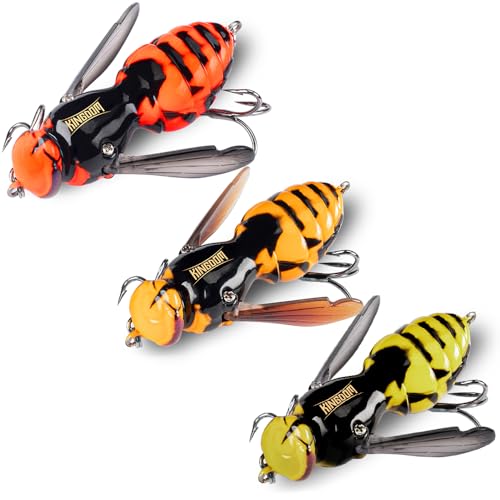Kingdom Wasp Craw Bait Insect Bionic Floating Fishing Lures Swimbaits Hard Artificial Baits Lure for Freshwater and Saltwater Bass Carp Pike Walleye Fishing ABS Material Carbon Steel Three Book Hook - color: Set3, size: 6.6g