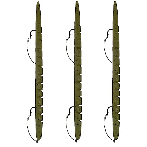 Delong Lures Fishing Lures, Made in America, Pre-Rigged Weedless Bass Lures for Fishing, Segemented Soft Platisc Fishing Bait, Fishing Worm Lure, Fishing Tackle Kit - color: Green Pumpkin