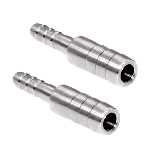 Beduan Stainless Steel Reducing Splicer Mender, 3/8" to 5/16" Barb ID, Reducer Barb Fitting Air Water Fuel Boat (Pack of 2) - size: 3/8" to 5/16"