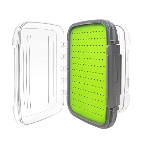 Aventik Silicone Fly Fishing Box Jig Box Waterproof Streamer flies Case Double Sided Clear Lid Storage Lure Case Saltwater Freshwater (L:7.32x4.56x1.57inch) - style: L:7.32x4.56x1.57inch