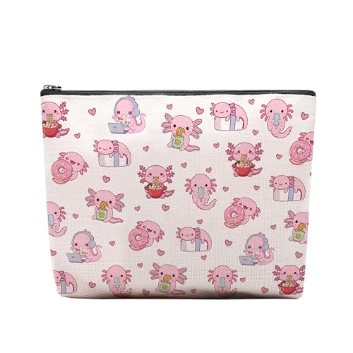 Axolotl Makeup Bag, Axolotl Gifts For Women, Axolotls Makeup Pouch, Axolotls Travel Toiletry Bag With Zipper, Birthday Anniversary Christmas Gifts For Mom Sister, Travel Toiletry Bag - color: Axolotl