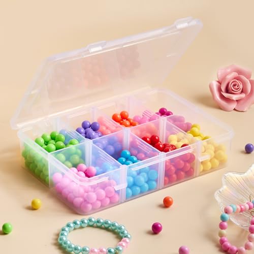 Mauproy 4 Pack 8 Grids Bead Organizer and Storage, Clear Plastic Storage Containers with Removable Dividers and Labels Small Tackle Box Organizer for Jewelry Crafts Electronics Small Parts - style: 8 Grids - 4 Pack