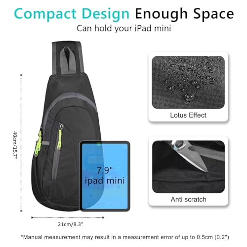 TITECOUGO Small Sling Bag, Lightweight Crossbody Backpack for Men Women, Shoulder Bag for Sports and Outdoor - color: Black