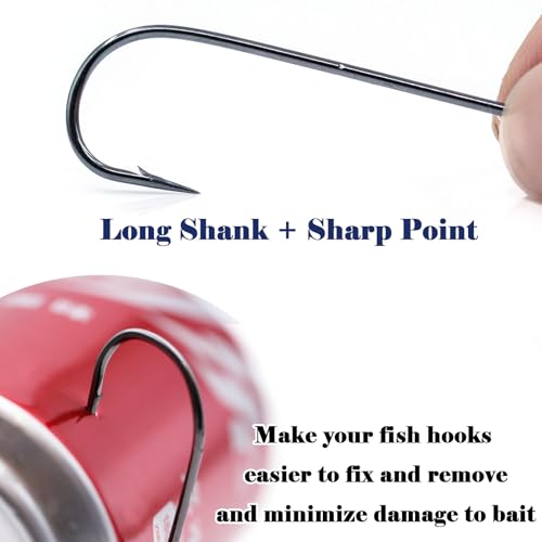 Aberdeen Fishing Hooks Set,150Pcs Crappie Panfish Hook Inline/Long Shank/Light Wire/Closed Eye for Sunfish Bass Freshwater - size: 8#~2/0_300pcs