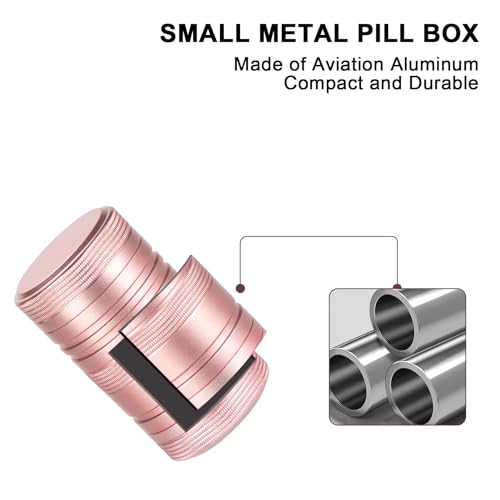 Small Pill Case Metal Pill Container - Waterproof Pill Box for Pocket Purse, Daily Travel Pill Holder 2 Times a Day, Portable Medicine Organizer for Vitamin, Fish Oils, Supplements Pink 1 Pack - color: Pink, size: Small-Short