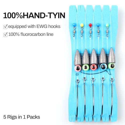 Texas Rigs for Bass Fishing Lures Kit Weights Hooks Lure Rig Rigged Line Leaders for Freshwater with Box - color: 1/0# Hooks-3/16 oz Weight (5pcs)