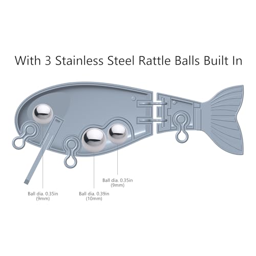 BASSROCK Topwater Fishing Lures for Bass Pike Salmon Floating Swimbait Jointed Crankbait Freshwater Saltwater 4.9in/1.76oz RK1001 - color: Baby Bass, size: 3.9in/1.04oz