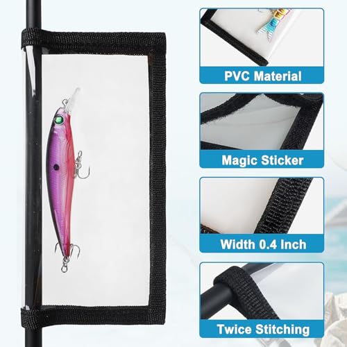 SILANON Fishing Lure Wraps Covers,4/8 Packs Clear PVC Lure Covers Durable Fishing Bait Cover Easily See Lures Fishing Hook Covers Bait Storage Protector Keep Fishing Safe for Fishing Rod - color: Black, size: 8Pack - Large (8.0"x4.3")