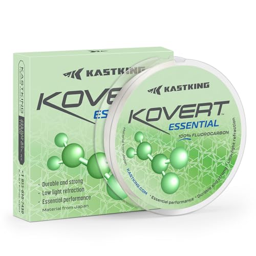 KastKing Kovert 100% Fluorocarbon Fishing Line - Clear Fishing Leader, High Sensitivity, Strong Knot Strength, Shock & Abrasion Resistant, Extreme Clarity, Ultra-Low Visibility, Fast Sinking - color: Kovert Essential (Economic), size: 20LB-50Yds (Clear)