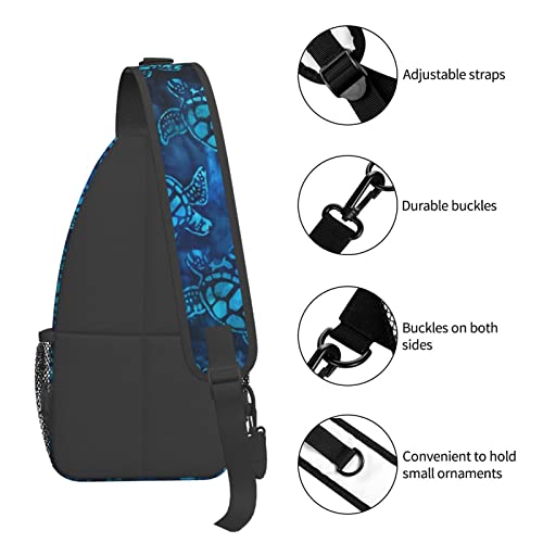 Sea Turtle Sling Bag Crossbody Backpack for Men Women Watercolor Blue Sea Turtle Nautical Coastal Sea Animal Underwater World Print Chest Bag Casual Shoulder Backpack Travel Hiking Daypack - color: Sea Turtle Blue
