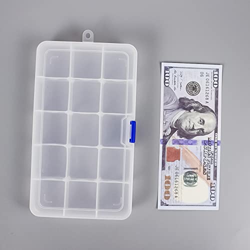 Qualsen 15 Girds Bead Organizer with Adjustable Dividers(8 Pack)，Tackle Box Organizer and Small Plastic Organizer Box for Jewelry, Beads, Earrings, Crafts, Screws and Fishing Tackles Small Items - size: 15 Gird-8pcs