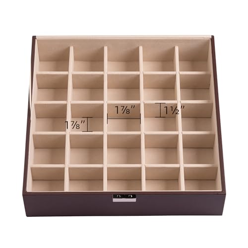 Frebeauty Earring Organizer Classic Jewelry Box 50 Slots Double Layer Jewelry Storage Case with 6 Necklace Hook and Bracelet Pocket(Dark Brown) - color: Dark Brown