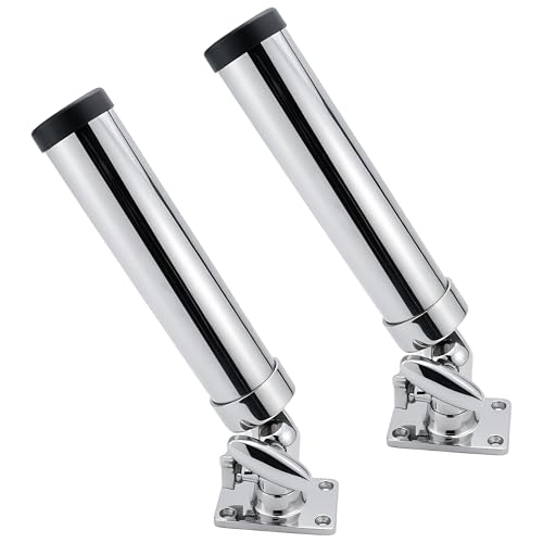 SHENGHUISS Fishing Rod Holder for Boat,360 Degree Stainless Steel Adjustable Fishing Pole Holder,Marine Grade Deck Mount/Rail Mount Rod Holder for Fishing Boat - style: Flat Mount