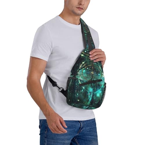 Dragonfly Dream Catcher Sling Backpack Chest Bag Crossbody Shoulder Bag Gym Cycling Travel Hiking Daypack For Men Women - color: Dragonfly Dream Catcher