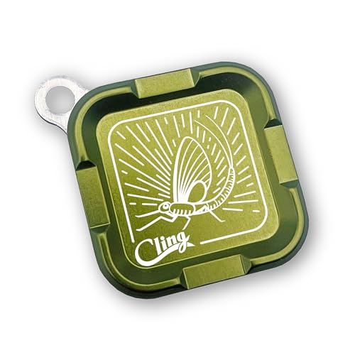 Cling Fishing Products Mag Grab® Mini – Compact Magnetic Fly Holder/Fly Patch & Organizer for Fly Fishing Vest, hat, Waders and Fishing Packs (Rising Dun, Deep Green) - color: Deep Green, style: Rising Dun