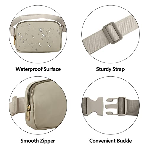 VOROLO Fanny Pack For Women And Men Crossbody Bag Belt Bag | Adjustable Strap Graduation Gifts Lightweight Travel Running - color: Black+Wood Grey