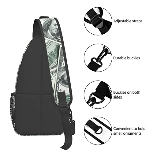 Funny American Dollar Money Sling Bag Crossbody Backpack for Men Women Heap Of One Hundred Dollar Bills Money Background Chest Bag Casual Shoulder Backpack Travel Hiking Daypack Outdoors - color: American Dollars