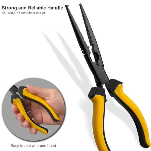 9-inch Fishing Pliers with Rust-resistant Teflon Coating, Fresh/Sea Fishing Tools, Comfortable Grip Fishing Gear for Fishing Trips - style: 9" Split Ring Nose
