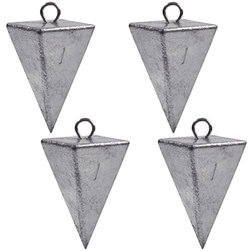 Pyramid Sinkers Fishing Weights Saltwater Pyramid Weights for Surf Fishing Gear Tackle 1oz 2oz 3oz 4oz 5oz 6oz 8oz - style: 1 Ounce, 4 Pack