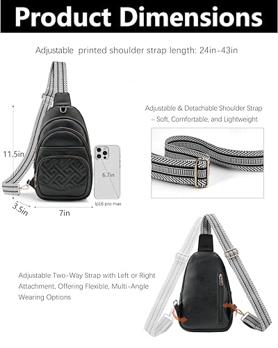 Anti Theft Crossbody Bags for Women RFID Leather Sling Purses,Crossbody Bags Travel Leather Fanny Pack for Women - color: Black