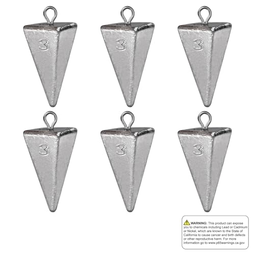 Triangle Fishing Weights 4-Sided Pyramid Sinkers Lead Fishing Weights and Sinkers for Saltwater Ocean Surf 1oz-32oz/2LB - size: 3oz-6pack