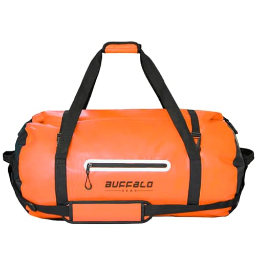 Buffalo Gear Waterproof Duffle Bag 40L 60L 80L Roll-top Dry Bag Heavy Duty Waterproof Duffel Travel Bag for Kayaking Rafting Boating Fishing Camping - color: Orange, size: 60L