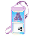 Waterproof Phone Pouch Floating, IPX68 Waterproof Phone Case with Lanyard for iPhone 17 16 15 Pro Max Samsung S26 S25 S24 S23, Up to 7 Inch, Beach Vacation Essentials, Iridescent Purple Letter - color: Iridescent Purple Letter