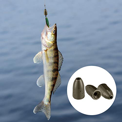 16 Pcs Tungsten Fishing Weights for Bass, Pitching and Flipping Sinker, Sizes 1/8, 1/4, 3/16 Oz Bullet Sinker, Bass Gear