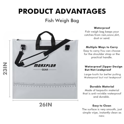MORXPLOR Fish Bag Heavy Duty Tournament Fishing Weigh in Bag 26x23 19x34 inches - color: 23inch Light Grey