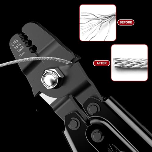 328ft Wire Rope Crimping Tool Kit, Fishing Crimping Tool With Black Vinyl Coated Wire Rope, 7x7 Strand Core(1.5mm), 200Pcs 1/16''Aluminum Crimp Loop Sleeves And 20Pcs Stainless Steel Thimble - color: Cable Crimper, 328ft Black Vinyl Coated Wire Rope, 200p