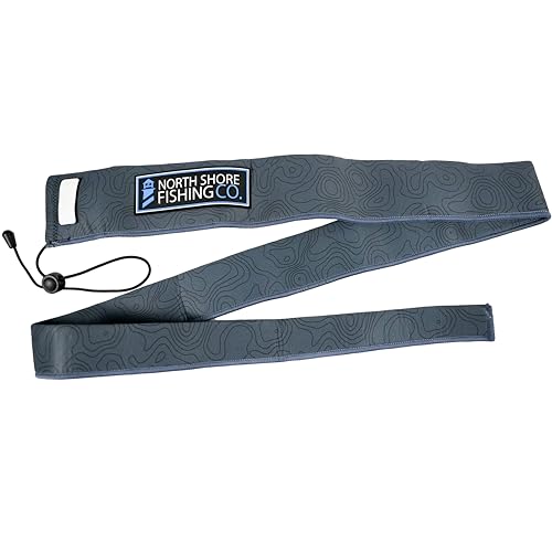 Premium Neoprene Fishing Rod Sleeve – Floating, Puncture Resistant, Labeled Protective Sock for Casting, Spinning, Trolling Fishing Rods - color: Topo, size: 60", style: Spinning