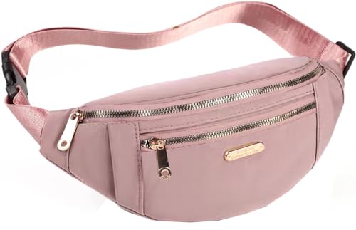 Fanny Packs Waist Pack for Women, Waterproof Waist Bag with Adjustable Strap for Travel Sports Running - color: cute pink