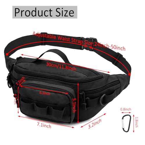 Tactical Fanny Pack,Small Fishing Tackle Bag Water-Resistant Military Waist Bags Portable Fishing Storage Waist Packs for Outdoor Fly Fishing Hiking Climbing with 2 PCS Mini Carabiners (Tan) - color: Tan