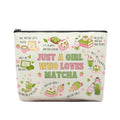 Matcha Makeup Bag, Matcha Gifts For Women, Green Tea Makeup Pouch, Travel Toiletry Bag With Zipper, Funny Green Bag For Women, Travel Toiletry Bag - color: Matcha
