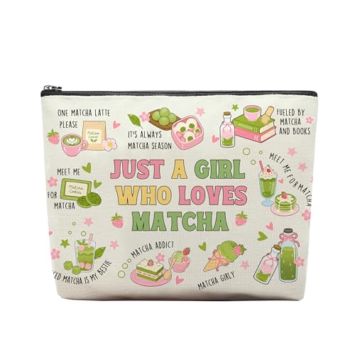 Matcha Makeup Bag, Matcha Gifts For Women, Green Tea Makeup Pouch, Travel Toiletry Bag With Zipper, Funny Green Bag For Women, Travel Toiletry Bag - color: Matcha