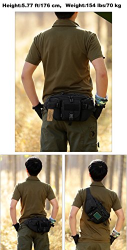 ArcEnCiel Tactical Fanny Pack for Men Women Waist Bag Hip Belt Outdoor Hiking Fishing Bumbag with Patch (Black) - color: Black