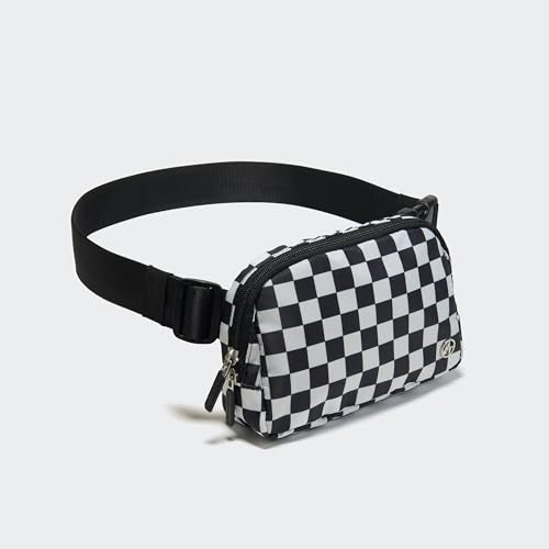 Pander Two Way Zipper Fanny Pack Nylon Everywhere Belt Bag for Women, Water Repellent Waist Packs, Crossbody Bags with Adjustable Strap (Checkered Black) - color: Checkered Black