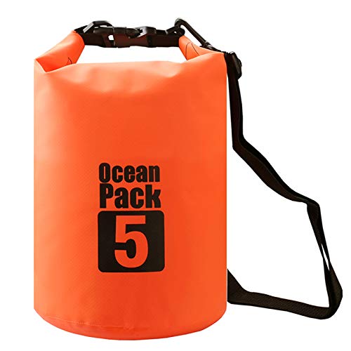 2L/3L/5L/10L/15L/20L/30L 500D Tarpaulin Heavey-Duty PVC Water Proof Dry Bag Sack for Kayaking/Boating/Canoeing/Fishing/Rafting/Swimming/Camping/Snowboarding - color: Orange, size: 5L