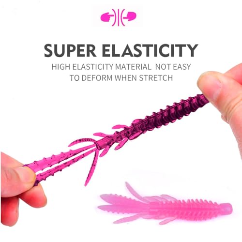 10 Pcs Soft Swimbait Lures, 6.4cm/2.5in Shrimp Shape Soft Plastic Fishing Lures Kit, Bass Fishing Lure Swim Baits with 5 Color, for Fishing Trout, Crappie, Bass, Redfish, Freshwater, Saltwater - color: Rose Red, size: 2.5 inch