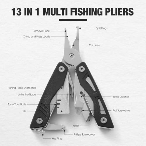 VIRENKNIFE Mini EDC Multitool,13-in-1 Stainless Steel Multi Tool Pliers with Pocket Knife,Bottle Opener，Screwdriver，Perfect for Camping, Outdoor and Everyday Use,Gifts for Men Dad（Black） - color: Black